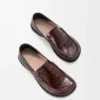 Campo flap back loafer in embossed calfskin and nappa lambskin Dark Brown/Black