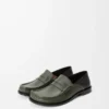 Campo flap back loafer in waxy calfskin Sage/Black
