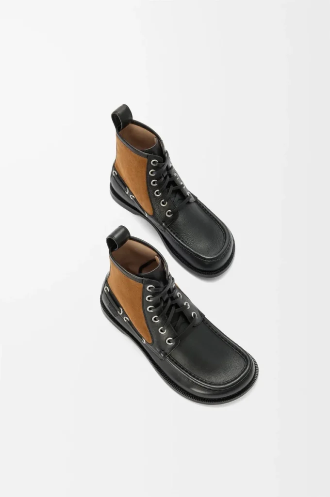 Campo loafer bootie in calfskin and suede calfskin Black/Chocolate