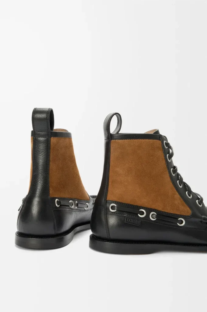 Campo loafer bootie in calfskin and suede calfskin Black/Chocolate