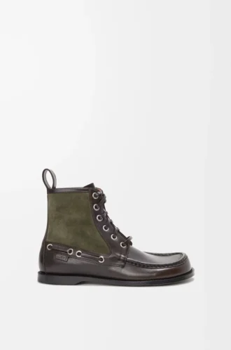 Campo loafer bootie in calfskin and suede calfskin Dark Brown/Green