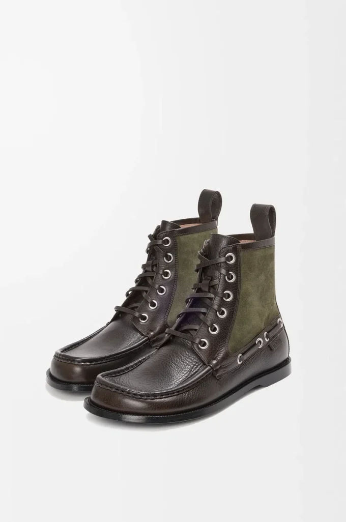 Campo loafer bootie in calfskin and suede calfskin Dark Brown/Green