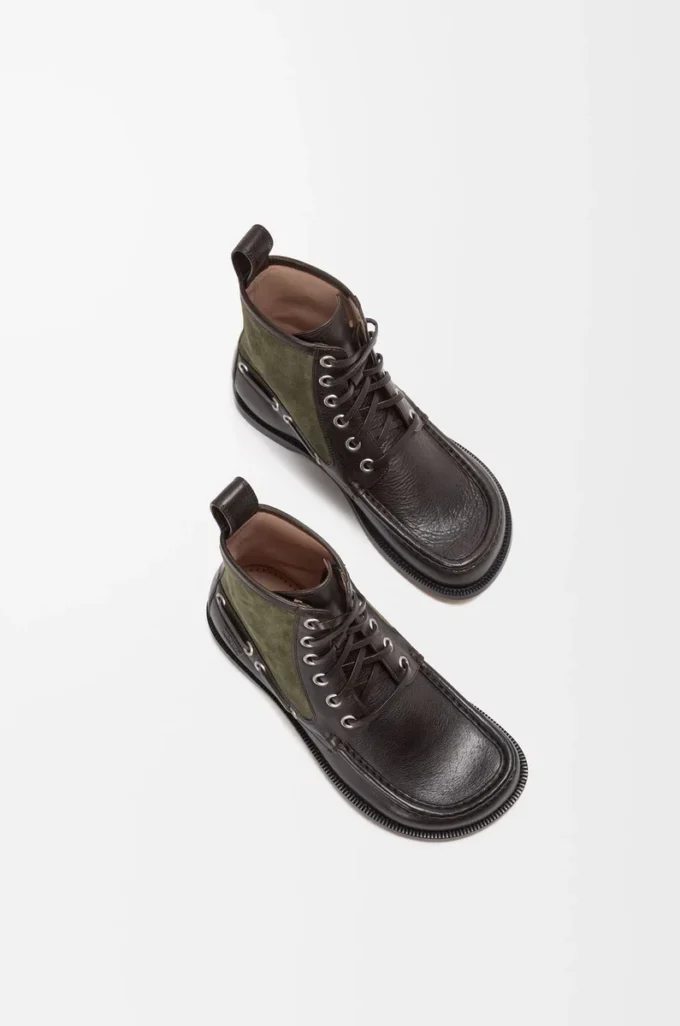 Campo loafer bootie in calfskin and suede calfskin Dark Brown/Green