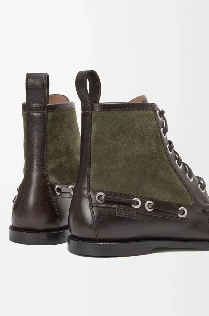 Campo loafer bootie in calfskin and suede calfskin Dark Brown/Green