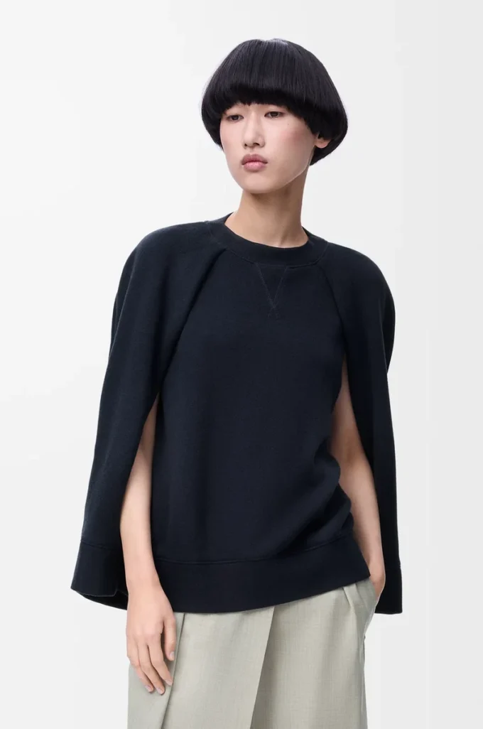 Cape sweatshirt in cotton blend Midnight Blue Cape sweatshirt in cotton blend Midnight Blue