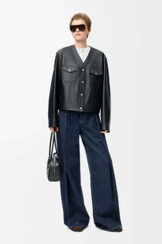 Cardigan in nappa lambskin Black