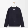 Cardigan in wool and cashmere Navy/Grey