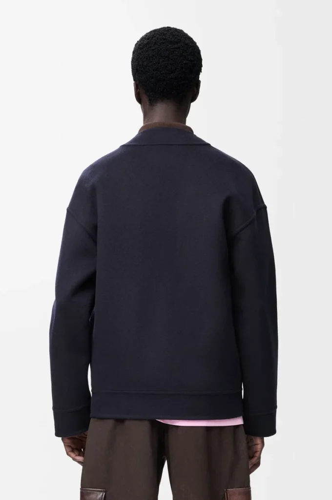 Cardigan in wool and cashmere Navy/Grey