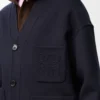Cardigan in wool and cashmere Navy/Grey