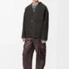 Cardigan in wool and silk Khaki Brown/Blue