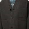 Cardigan in wool and silk Khaki Brown/Blue