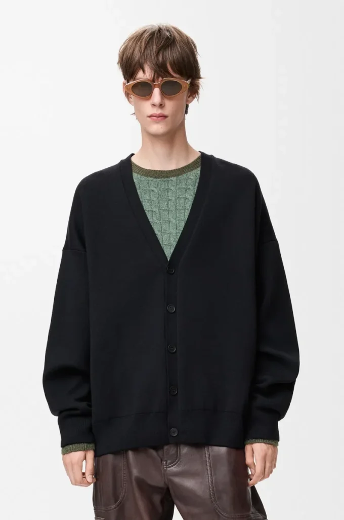 Cardigan in wool blend Black