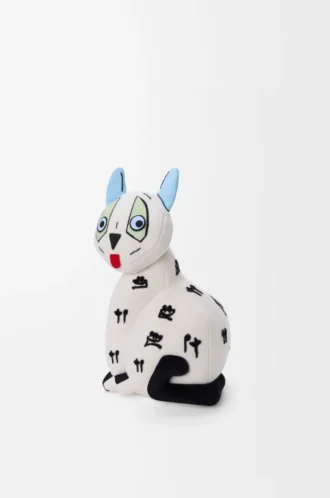 Cat stuffed toy in cotton velvet Soft White