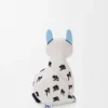 Cat stuffed toy in cotton velvet Soft White