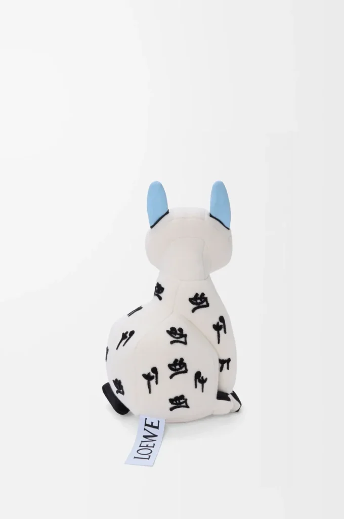 Cat stuffed toy in cotton velvet Soft White