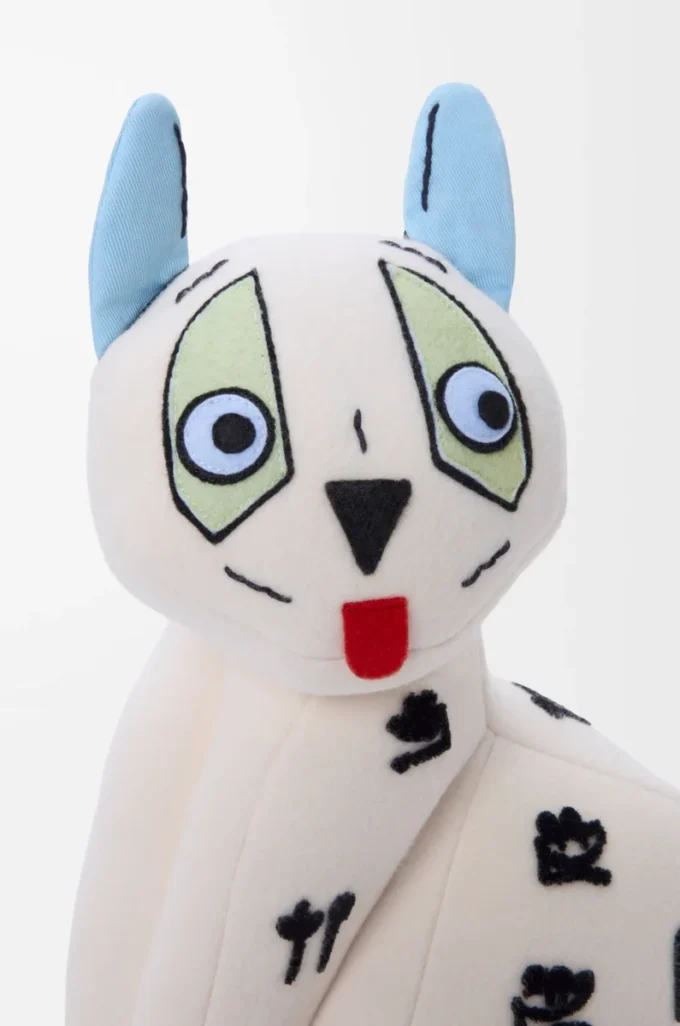 Cat stuffed toy in cotton velvet Soft White