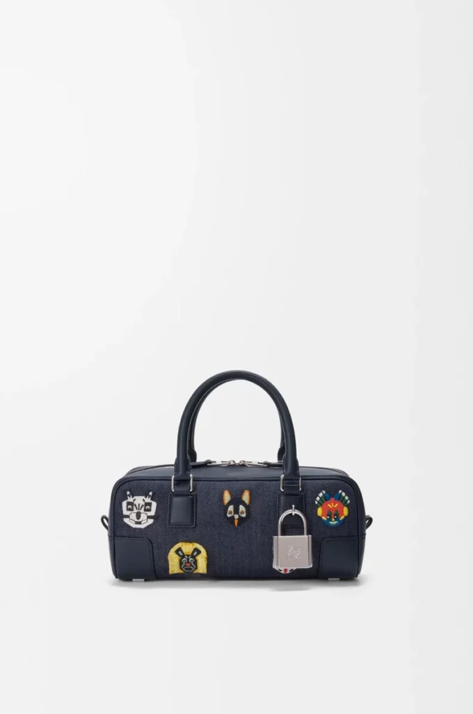 Cats Amazona 23 cropped bag in embroidered denim Blue Cats Amazona 23 cropped bag in embroidered denim Blue