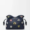 Cats medium Flamenco clutch in embroidered denim Blue
