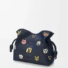 Cats medium Flamenco clutch in embroidered denim Blue