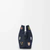 Cats medium Flamenco clutch in embroidered denim Blue