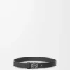 Chunky Anagram belt in supple grained calfskin Black/Vintage Palladium