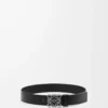 Chunky Anagram belt in supple grained calfskin Black/Vintage Palladium