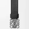 Chunky Anagram belt in supple grained calfskin Black/Vintage Palladium