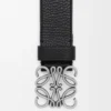 Chunky Anagram belt in supple grained calfskin Black/Vintage Palladium