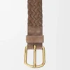 Chunky woven belt in suede calfskin Psyke/Vintage Gold