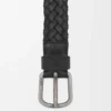 Chunky woven belt in vegetable-tanned calfskin Black/Vintage Palladium