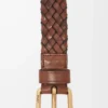 Chunky woven belt in vegetable-tanned calfskin Mogado/Vintage Gold