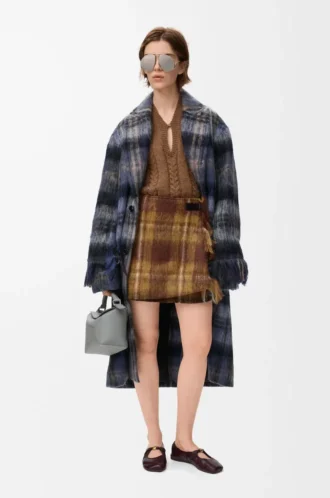 Coat in mohair and wool blend Blue/Multicolor