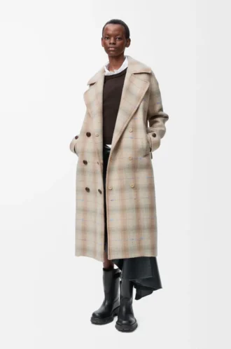 Coat in wool and cashmere blend Beige