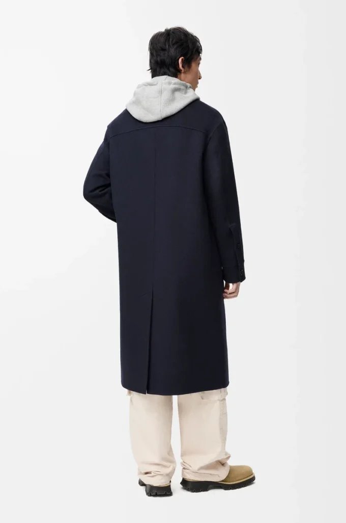 Coat in wool and cashmere Navy/Grey