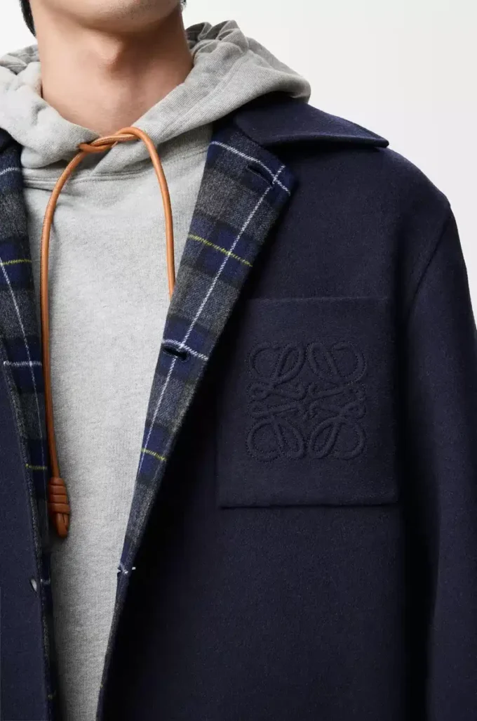 Coat in wool and cashmere Navy/Grey