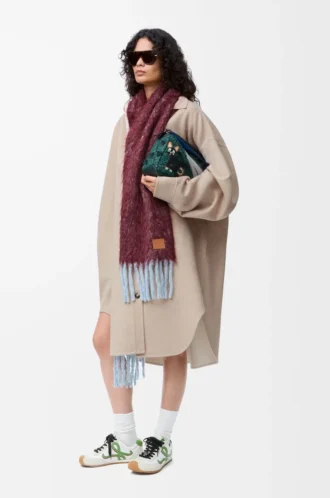 Coat in wool and cashmere Sandstone/White