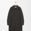Coat in wool and silk Khaki Brown/Blue