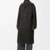 Coat in wool and silk Khaki Brown/Blue