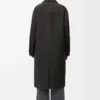 Coat in wool and silk Khaki Brown/Blue