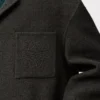 Coat in wool and silk Khaki Brown/Blue