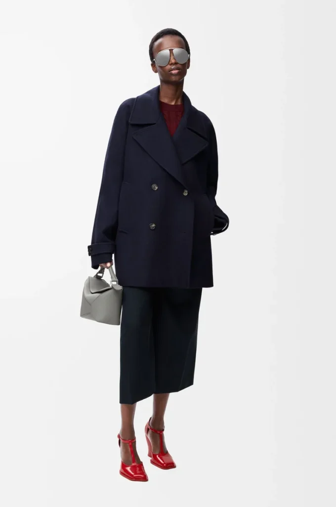 Coat in wool blend Navy Blue Coat in wool blend Navy Blue