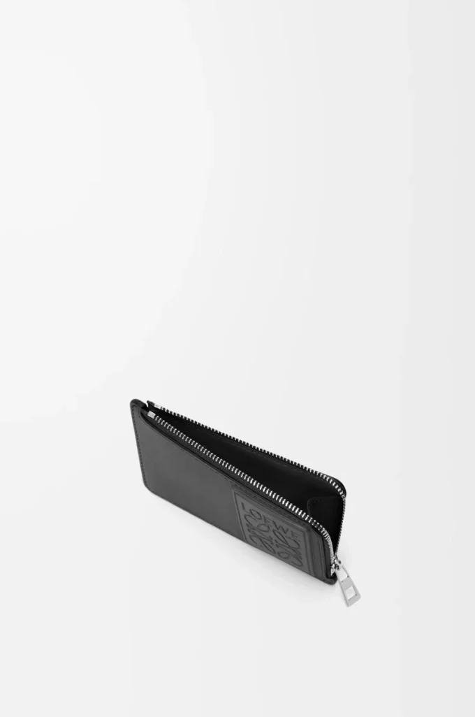 Coin cardholder in satin calfskin Black