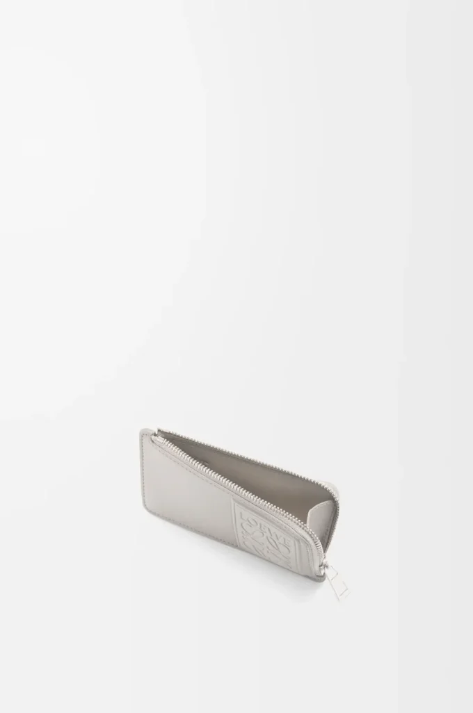 Coin cardholder in satin calfskin Shell Grey