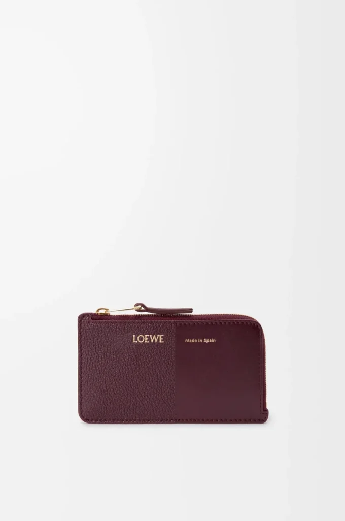 Coin cardholder in smooth and grained calfskin Dark Burgundy Coin cardholder in smooth and grained calfskin Dark Burgundy