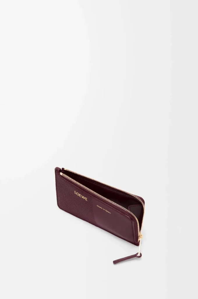 Coin cardholder in smooth and grained calfskin Dark Burgundy Coin cardholder in smooth and grained calfskin Dark Burgundy