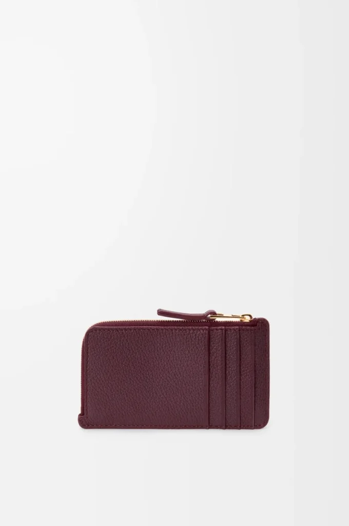 Coin cardholder in smooth and grained calfskin Dark Burgundy Coin cardholder in smooth and grained calfskin Dark Burgundy