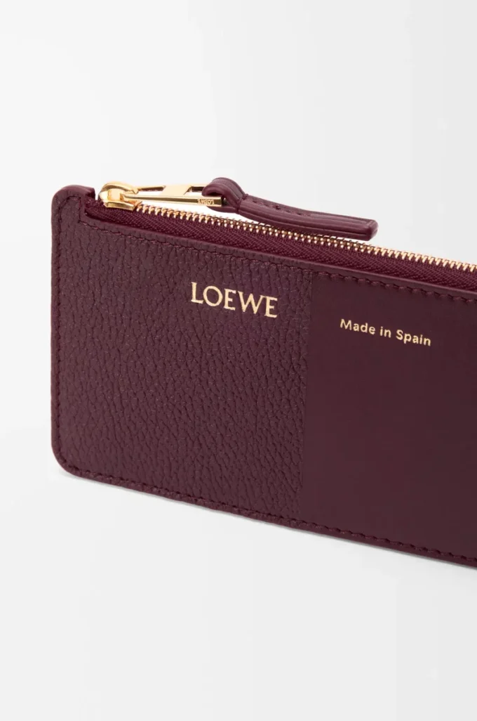 Coin cardholder in smooth and grained calfskin Dark Burgundy Coin cardholder in smooth and grained calfskin Dark Burgundy