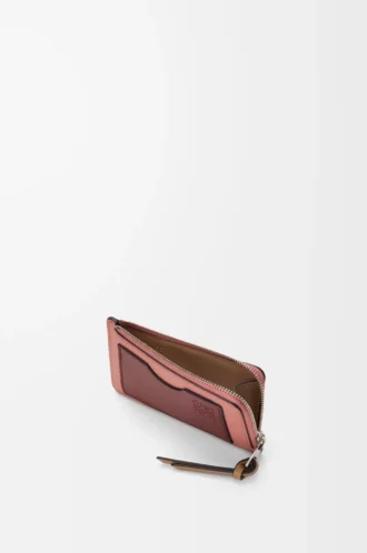 Coin cardholder in soft grained calfskin Blush/Mahogany