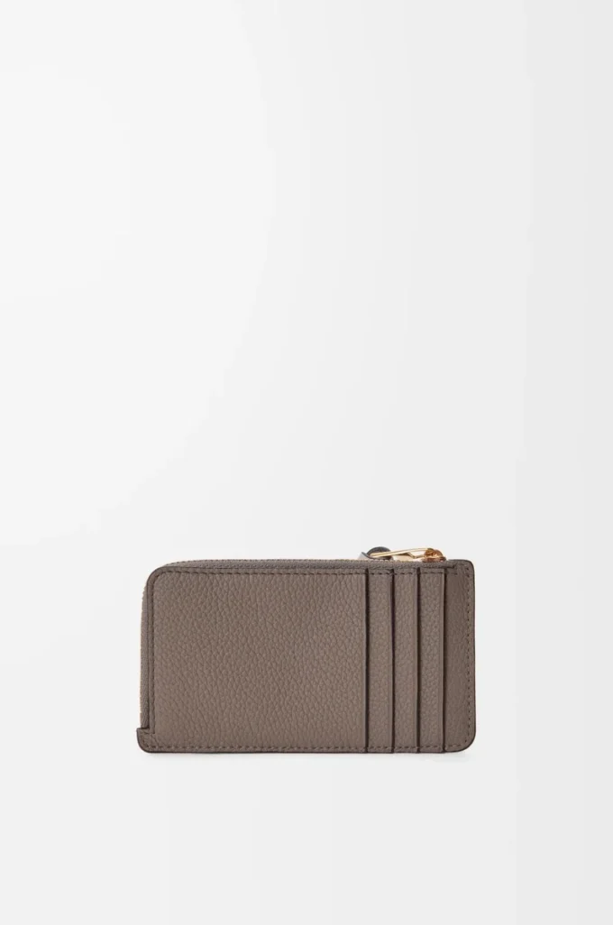 Coin cardholder in soft grained calfskin Taupe/Gold Coin cardholder in soft grained calfskin Taupe/Gold