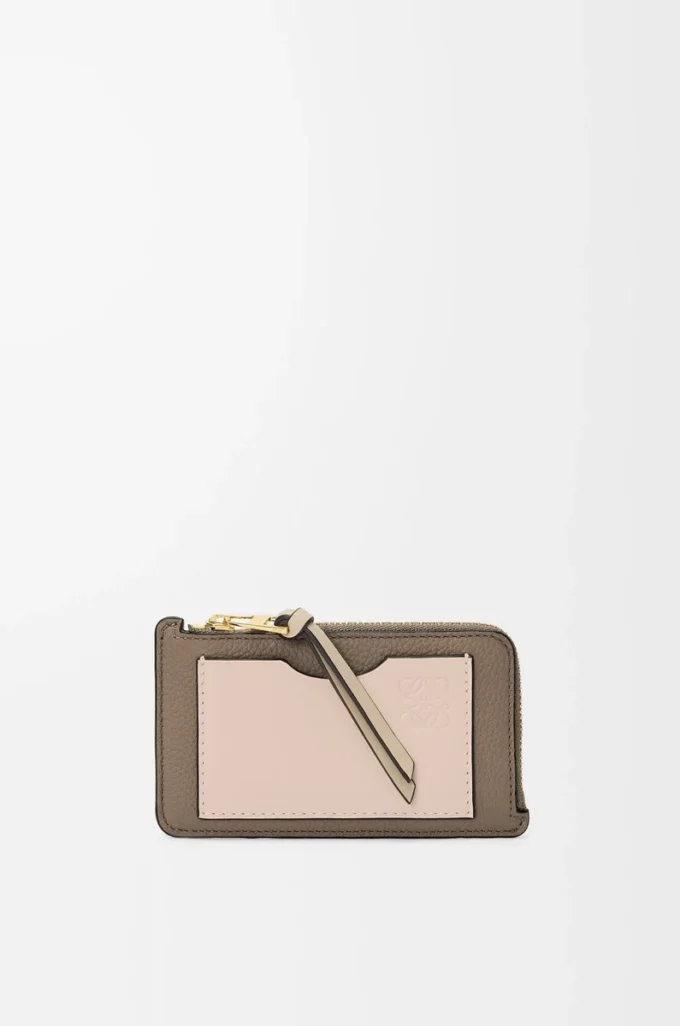 Coin cardholder in soft grained calfskin Taupe/Talc Coin cardholder in soft grained calfskin Taupe/Talc